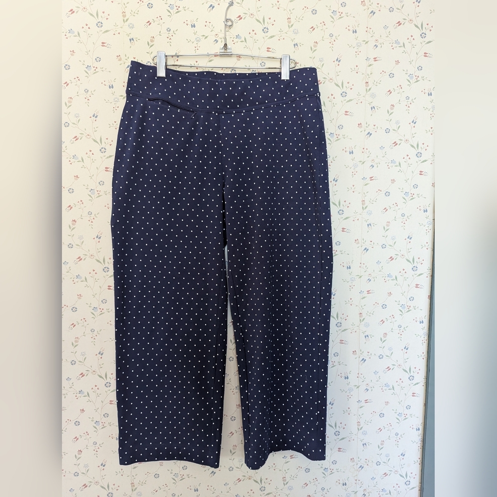 Lands End M Capri Polka Dot Vacation Hidden Zip pocket Comfort Stretch Casual - Picture 12 of 12